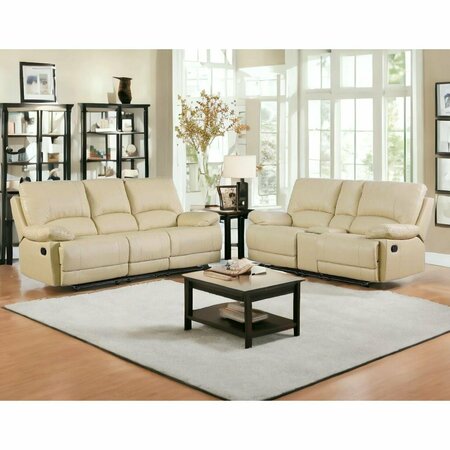 HOMEROOTS 76 x 40 x 41 in. Modern Beige Sofa with Console Loveseat 343975